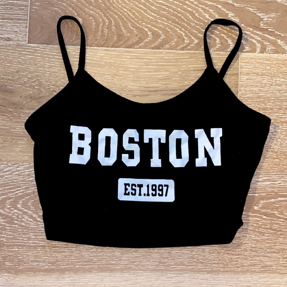 Black Cropped Boston Tank Top